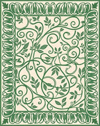 Elegant Green Vine Scrollwork Pattern Rug