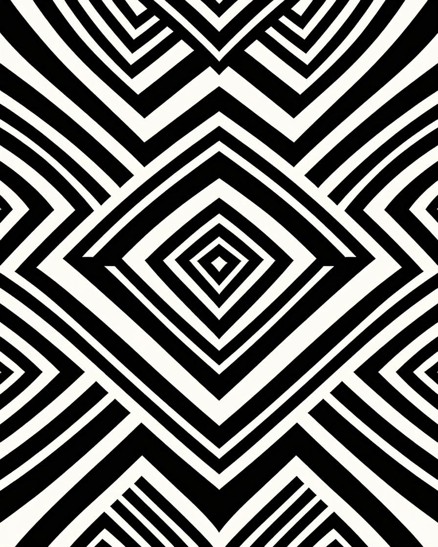 Sharp Black White Geometric Pattern Rug