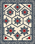 Intricate Red Floral Geometric Border Rug
