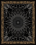 Elegant Floral Mandala Black Rug