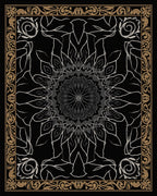 Elegant Floral Mandala Black Rug