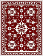 Deep Red Floral Starburst Pattern Rug