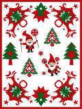 Whimsical Red Green Gnome Christmas Trees Rug