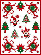 Whimsical Red Green Gnome Christmas Trees Rug
