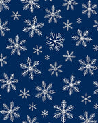 White Snowflake Patterned Dark Blue Rug