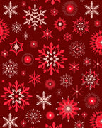 Red White Snowflake Pattern Decor Rug