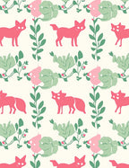 Whimsical Fox Floral Pattern Rug