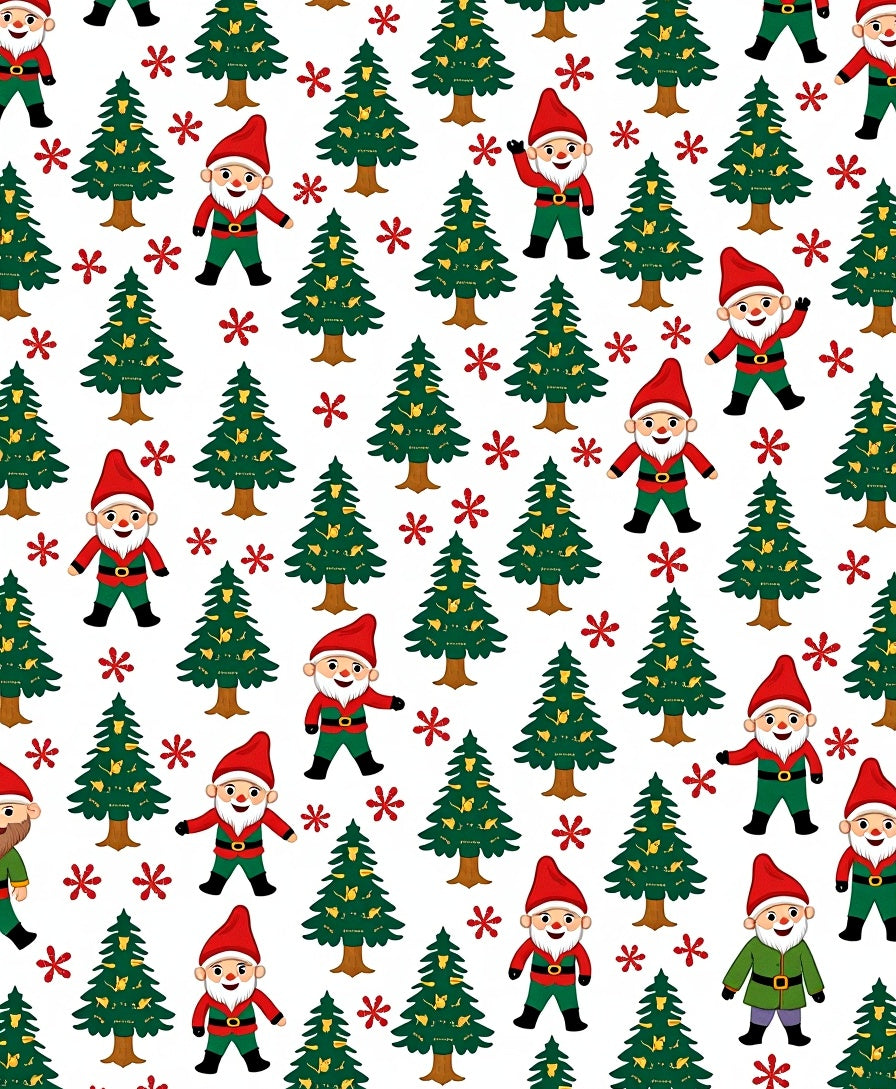 Festive Gnomes And Evergreen Trees Rug