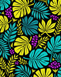 Vibrant Tropical Leaf Berry Collage Rug