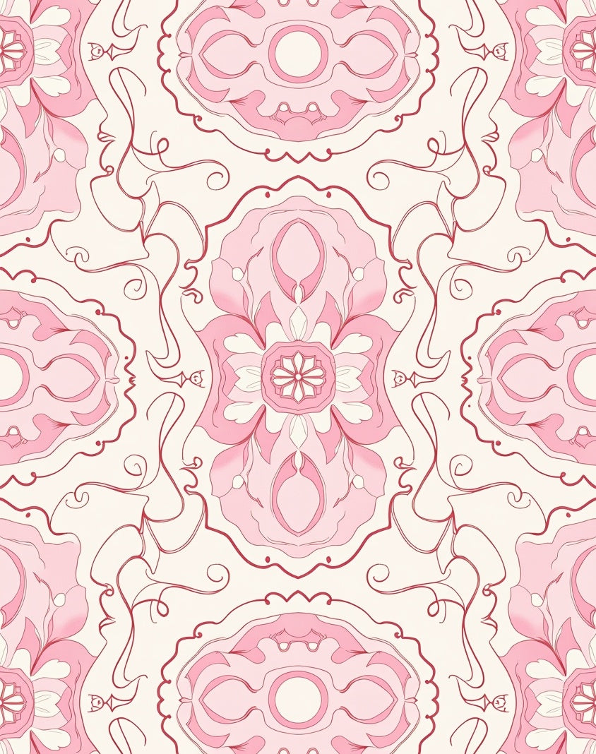Pale Pink Floral Mandala Design Rug