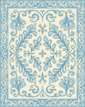 Classic Blue Floral Vine Scroll Pattern Rug