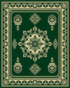 Jade Cream Ornate Floral Medallion Rug