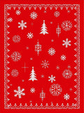 Classic Red Snowflakes Tree Pattern Rug