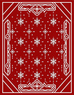 Snowflake Geometric Pattern Red Rug
