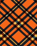 Bold Orange Gray Plaid Pattern Rug