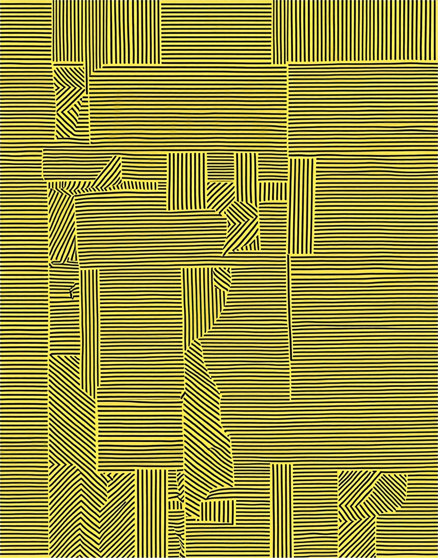 Bold Yellow Black Geometric Lines Rug