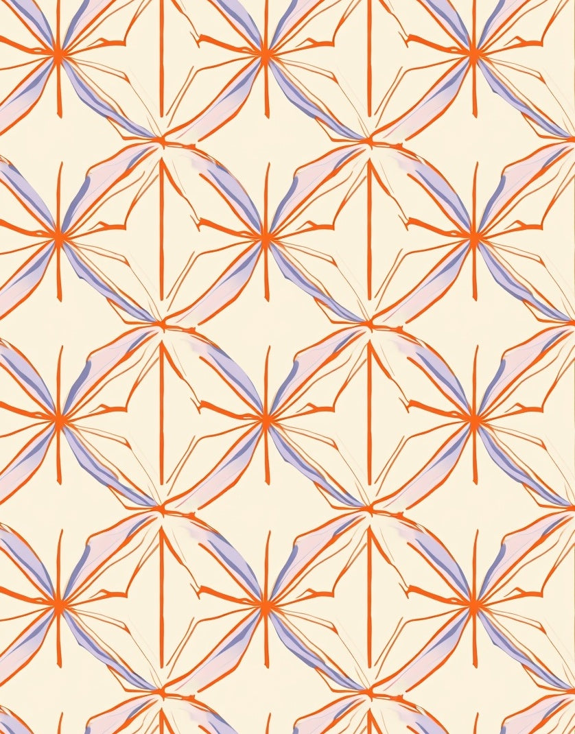 Orange Lavender Abstract Starburst Pattern Rug