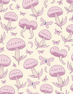 Whimsical Pink Mushroom And Butterfly Pattern Rug