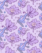 Whimsical Purple Floral Pattern Rug