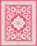 Ornate Floral Symmetry Red and White Rug