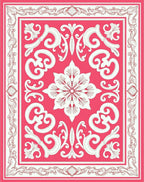 Ornate Floral Symmetry Red and White Rug