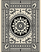 Tribal Geometric Sunburst Medallion Rug