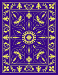 Royal Blue Yellow Floral Medallion Design Rug