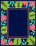 Tropical Floral Patterned Border Rug