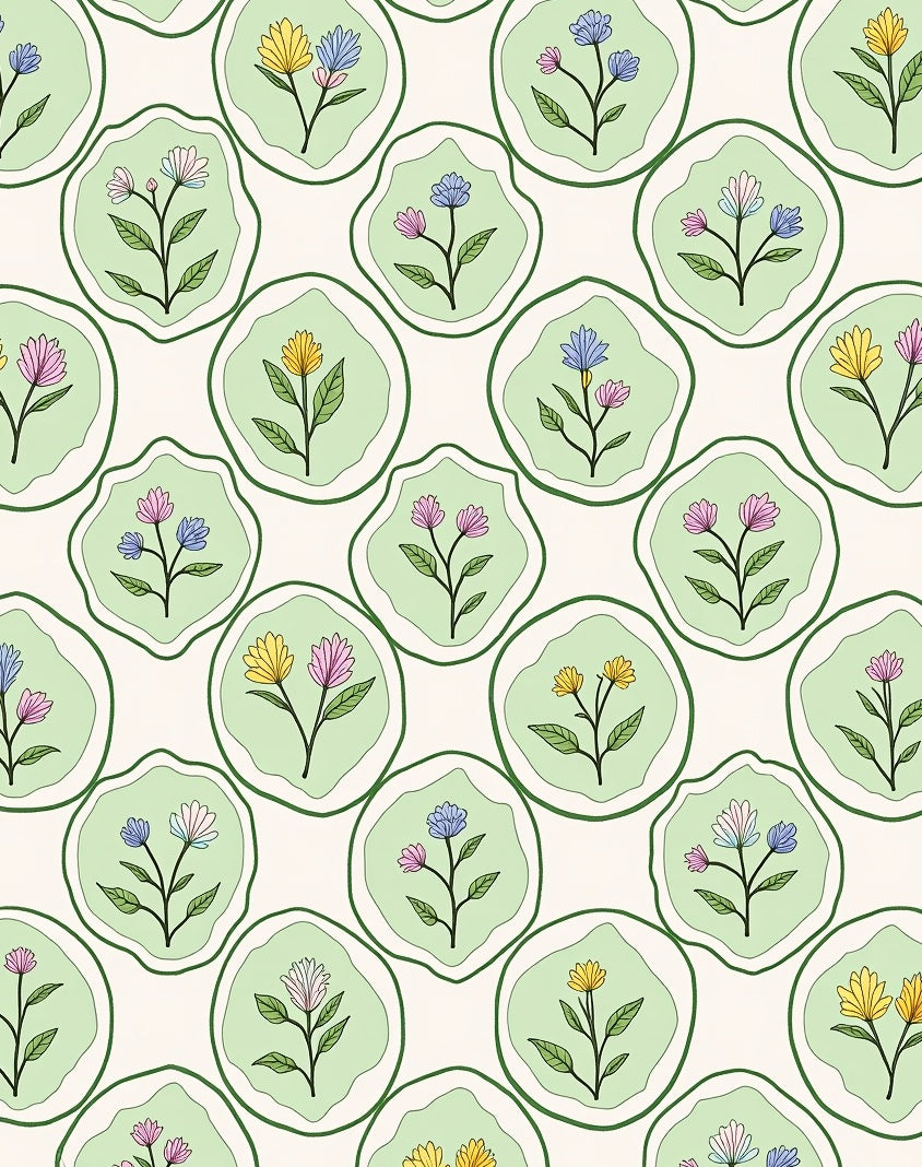 Pastel Floral Bloom Pattern Design Rug