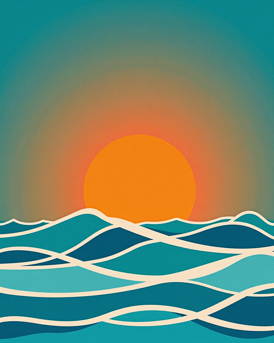 Ocean Wave Sunset Abstract Design Rug