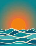 Ocean Wave Sunset Abstract Design Rug