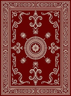 Ornate Red Cream Mandala Pattern Rug