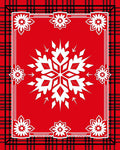 Red Plaid Snowflake Floral Design Rug