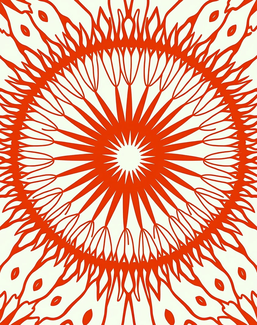 Orange Radial Lace Mandala Pattern Rug