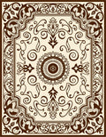 Rich Brown Scrolled Floral Pattern Rug