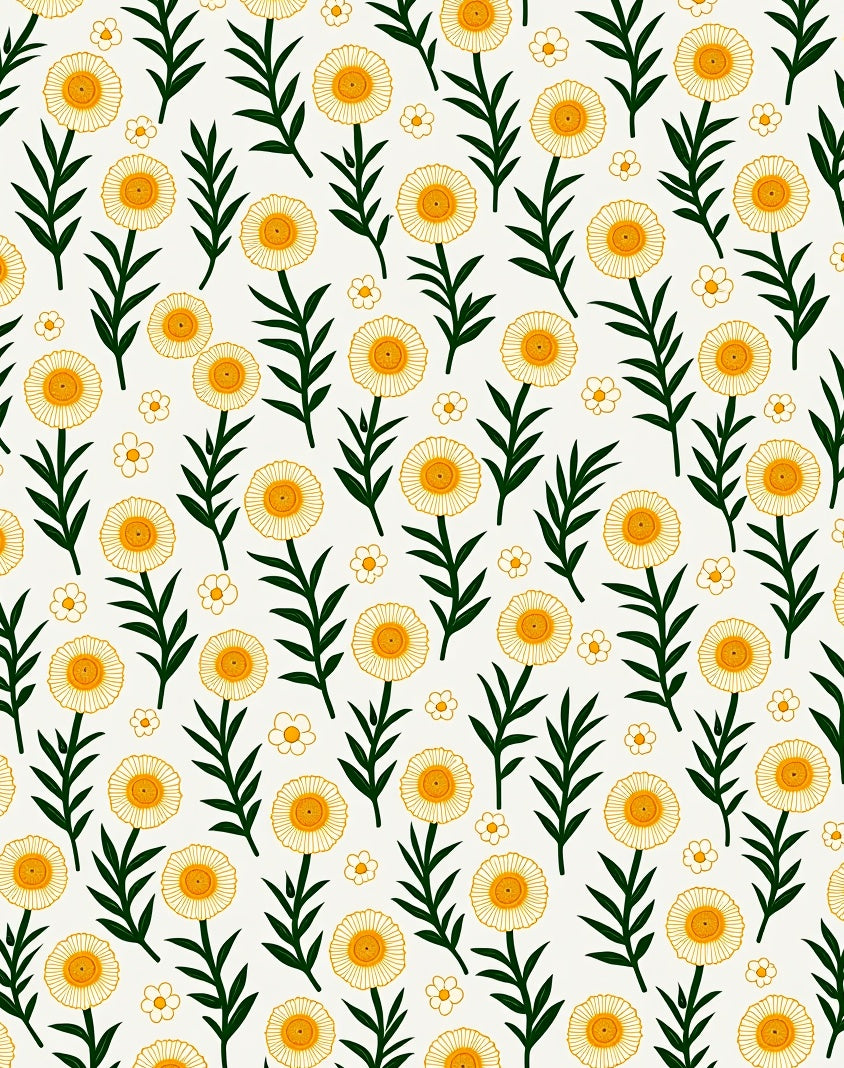 Retro Yellow Daisy Floral Pattern Rug