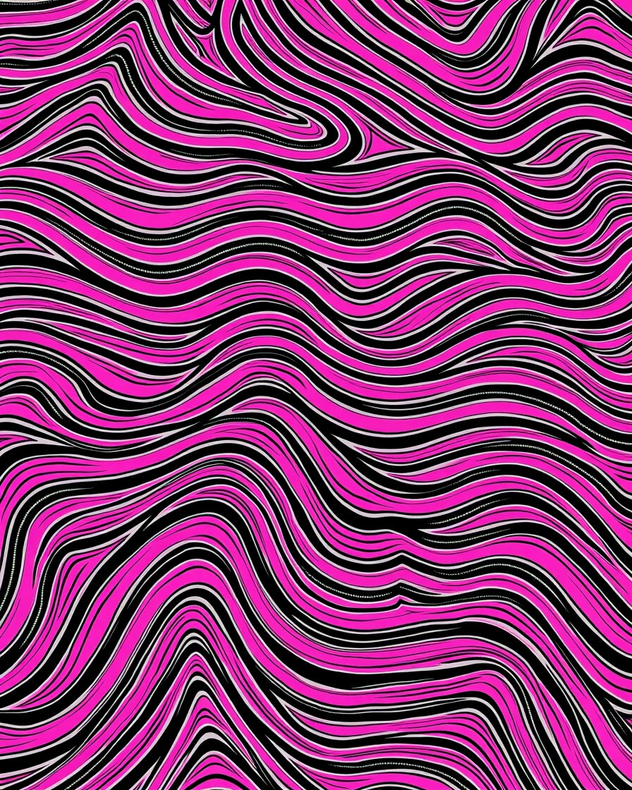 Vivid Pink Abstract Wave Pattern Rug