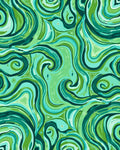 Cool Green Swirl Pattern Rug