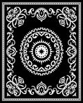Ornate Floral Mandala Black and White Design Rug