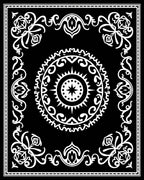 Ornate Floral Mandala Black and White Design Rug