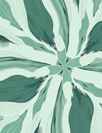 Abstract Green Leaf Pattern Rug