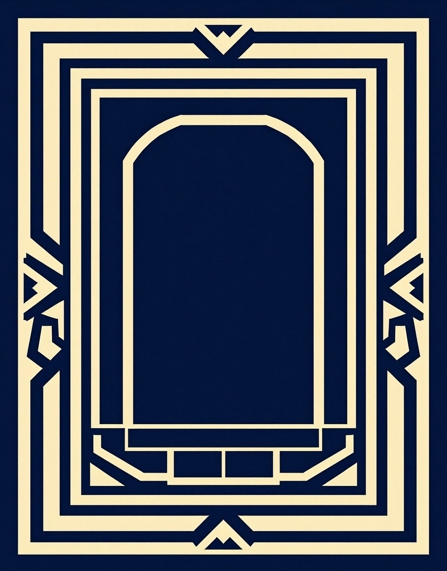 Navy and Gold Geometric Arch Rug