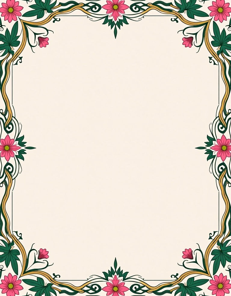 Elegant Pink Floral Vine Pattern Rug