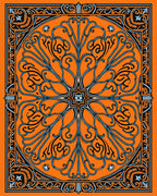 Ornamental Fiery Starburst Pattern Rug