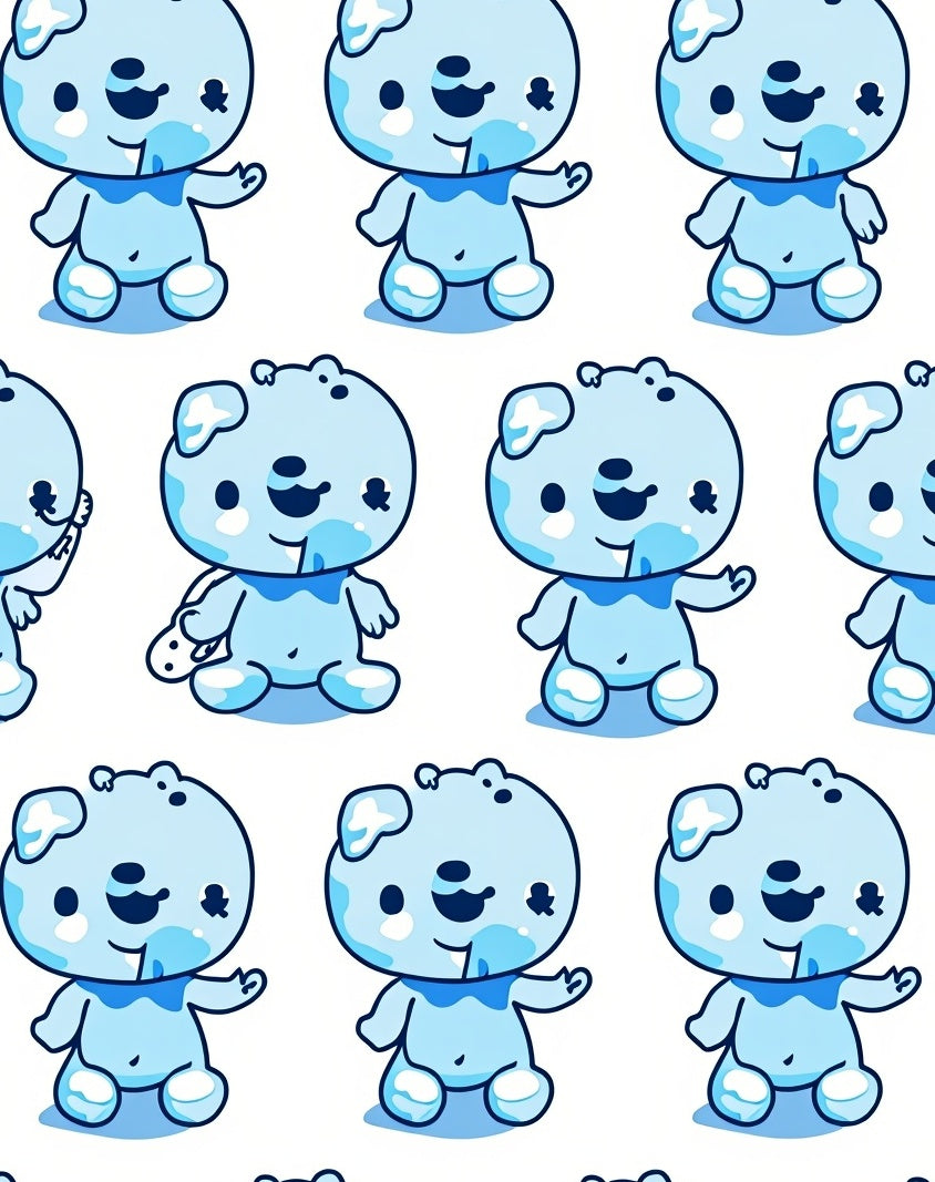 Cute Blue Bear Pattern Surface Rug