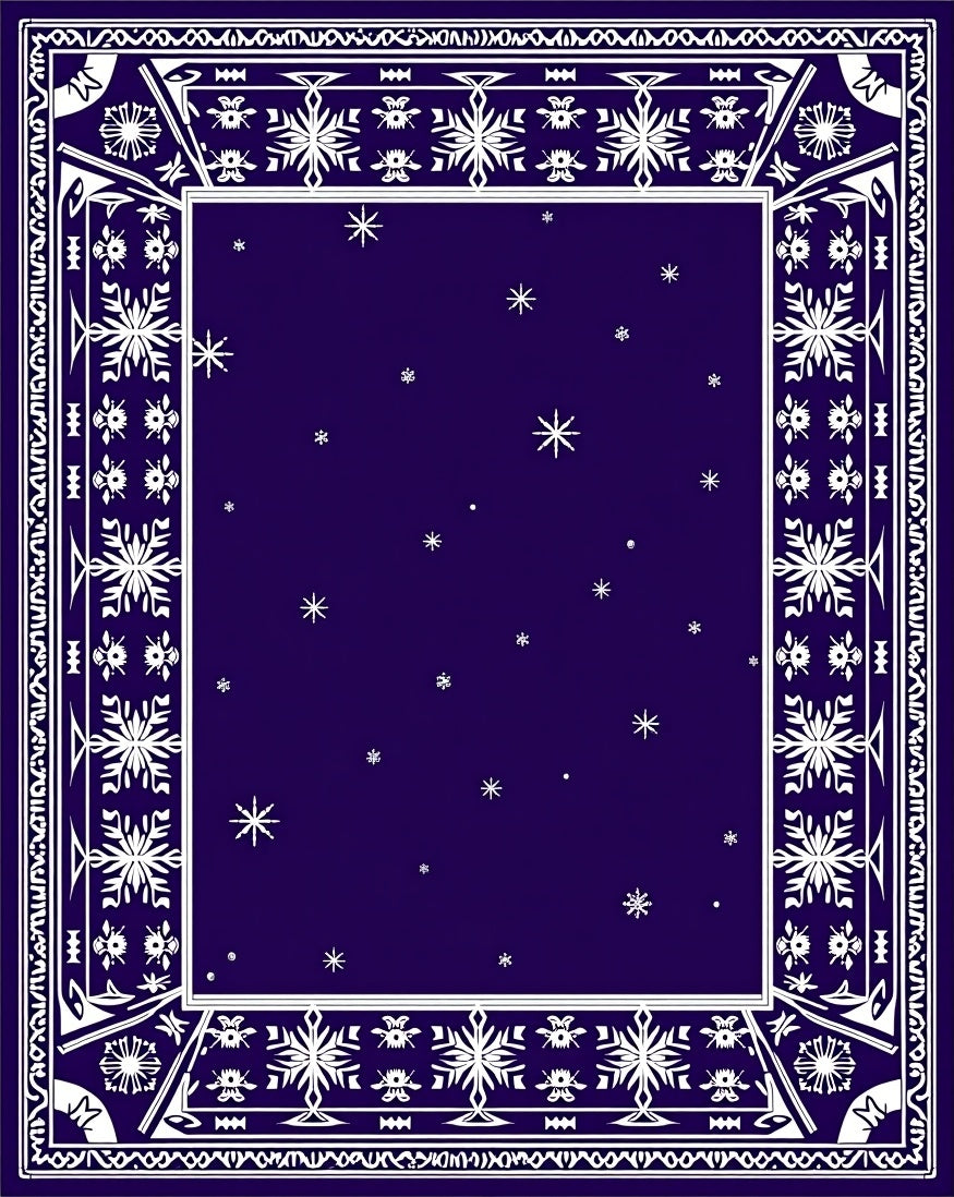 Winter Snowflake And Star Pattern Rug