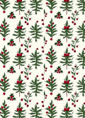 Festive Pinecone Berry Pattern Rug