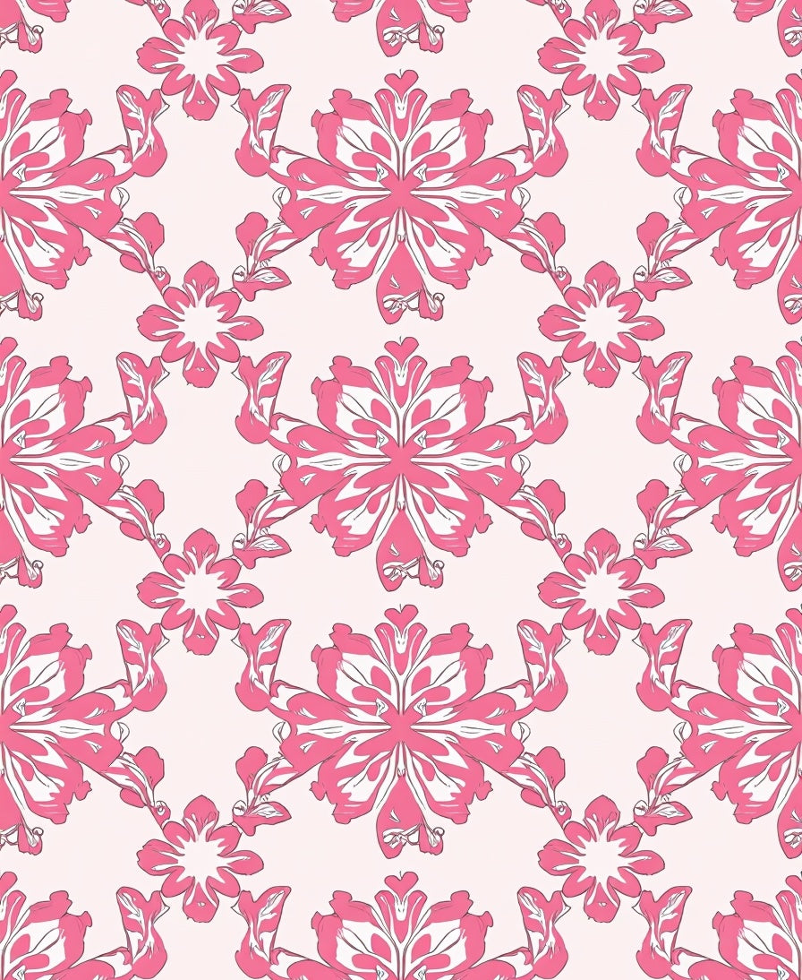 Pink Swirling Floral Patterned Rug