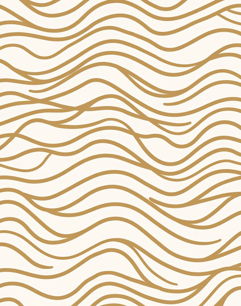 Wavy Lines Gold Pattern Rug