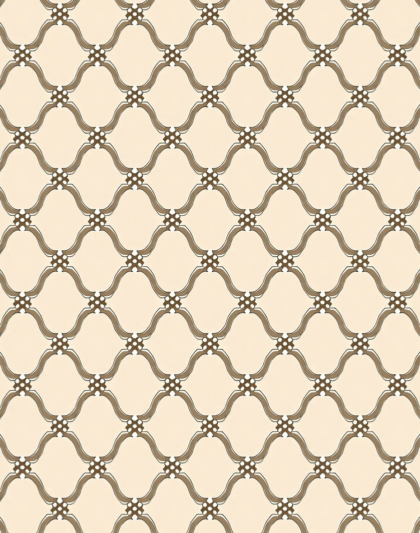 Ornate Lattice Patterned Neutral Rug
